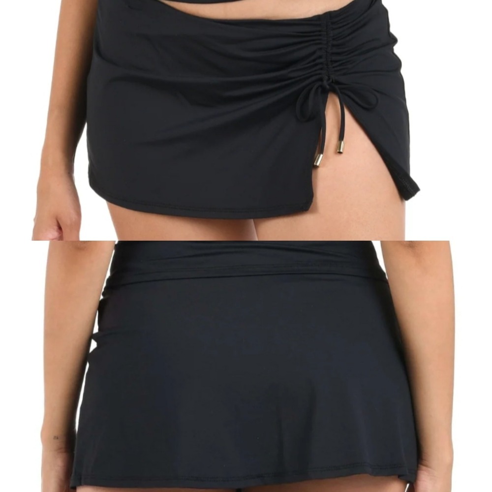 New La Blanca Island Goddess Adjustable Tunnel Skirted Bottom Black 8 Swim